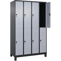 CP Spind Classic Plus schwarzgrau, weißaluminium 080310-40 S10149, 8 Schließfächer 120,0 x 50,0 x 195,0 cm von Cp