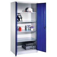 CP Stahlschrank 8922-00 S10550 lichtgrau, enzianblau 93,0 x 60,0 x 195,0 cm, aufgebaut von Cp