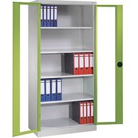 CP Stahlschrank 8921-055 S10327 lichtgrau, viridingrün, Acrylglas 93,0 x 50,0 x 195,0 cm, aufgebaut von Cp