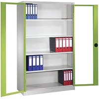 CP Stahlschrank 8931-055 S10298 lichtgrau, viridingrün, Acrylglas 120,0 x 50,0 x 195,0 cm, aufgebaut von Cp