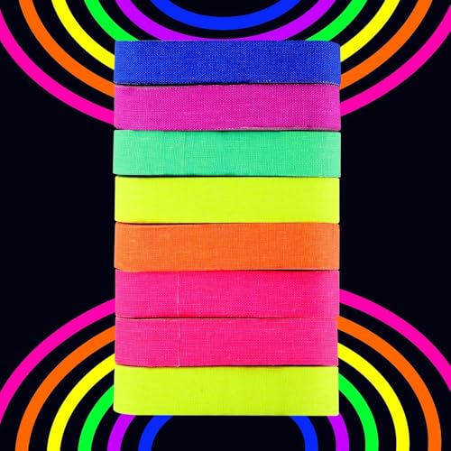 8 Rollen Neon Klebeband – Fluoreszierendes Leuchtklebeband, Leuchtendes Gaffers Tape für Partydekoration, Halloween, DIY und Handwerk (5m x 1,5cm) von Cpeelsdo