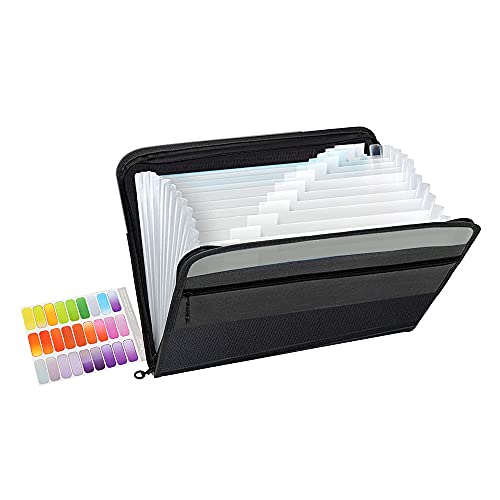 Cpolebev 13 Erweiterbarer Akten Ordner A4 Kunststoff Dokumenten Mappen Organizer für Personal StationäRe BüRo Lagerung (Schwarz) von Cpolebev