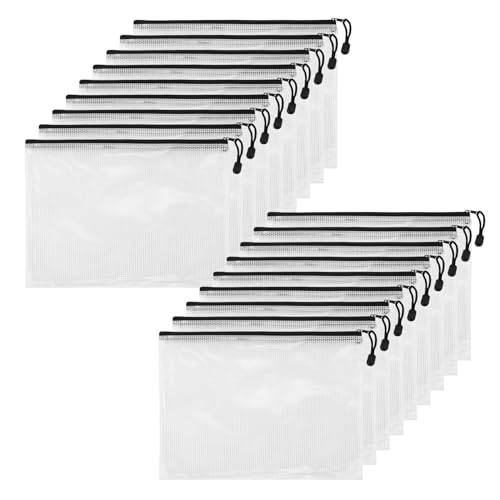 Cpolebev 18 Pack Mesh MäPpchen Dokumenten Tasche 4A Wasserdichte Dokumenten Tasche für Schul BüRo Bedarf, Kreuz Stich Ordnungs Aufbewahrung von Cpolebev