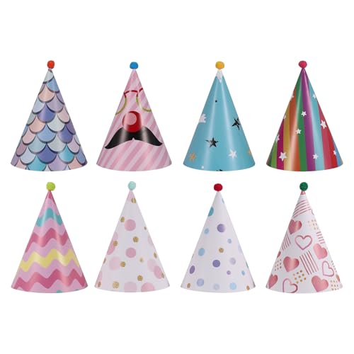 Cpolebev 8 StüCk Papier Goldfolie Alles Gute zum Geburtstag HüTe für Erwachsene und Kinder Dekoration von Cpolebev
