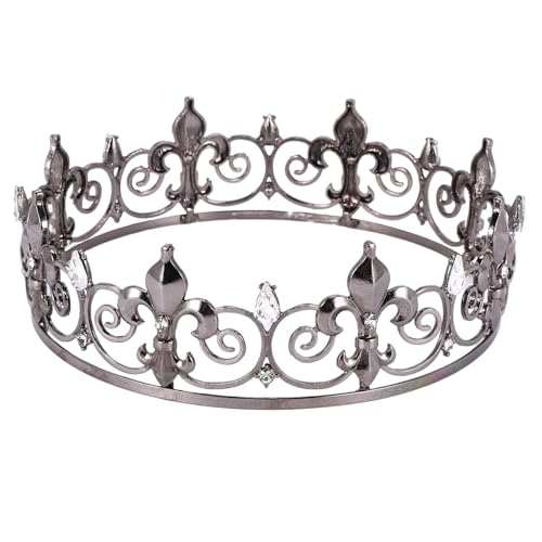 Cpolebev Gothic Full Crown - Metallkronen und Diademe für MäNner und, Gothic Prince Prom PartyhüTe, Halloween Cosplay KostüM von Cpolebev