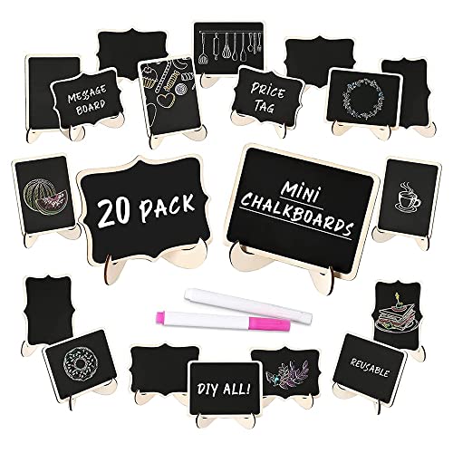 Cpolebev Mini Tafelschild 20Er Pack Lebensmittel Etiketten für Buffet, Kleine Tafel Tafeln mit StaffeleistäNder für Lebensmittel Etiketten von Cpolebev