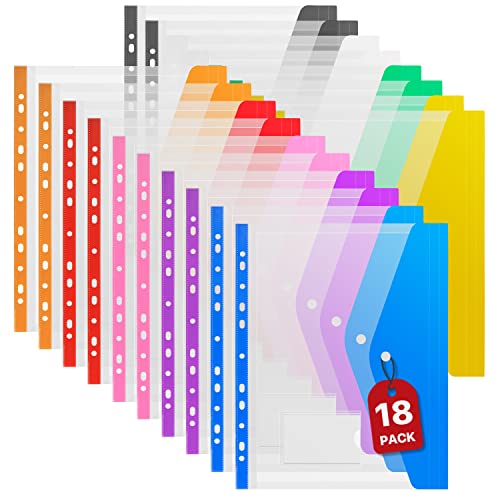 Gestanzte Taschen A4 Kunststoff Brieftaschen- 18PCS erweiterbare Dokument Brieftasche Ordner Papier Brieftasche Ordner Kunststoff Dokument Dateien Popper Brieftaschen 9 Farben von Cpvbobul