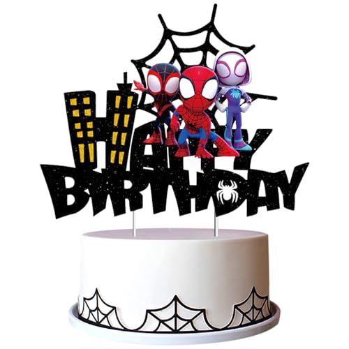 Spiderm Happy Birthday Tortendeko,Spiderm Deko Torte,Spiderm Kuchen Deko,Theme Torten Deko,Cupcake Topper, Happy Birthday Kuchendekoration für Kinder Party von CraUf