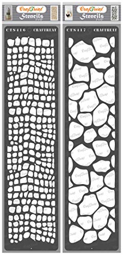 CrafTreat Animal Skin Stencils for Crafts Reusable Vintage - Snake Skin and Giraffee Skin (2 Pieces) - Size: 3 x 12 Inches - Snake Skin Stencil for Furniture Painting - Border Stencils for Painting von CrafTreat