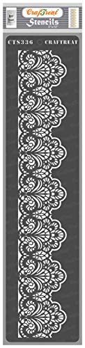 CrafTreat Border Stencils for Crafts Reusable Vintage Lace Border 1 Size: 3 x 12 Inches Lace Stencil for Furniture Painting Pattern Border Stencils for Painting on Concrete, Canvas von CrafTreat