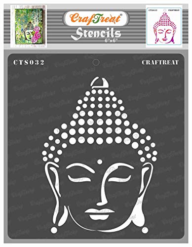 CrafTreat Buddha Stencils for Painting on Wood, Canvas, Paper, Fabric, Floor, Wall and Tiles - 6" x Reusable DIY Art Craft for Home Decor Buddhist Stencil von CrafTreat