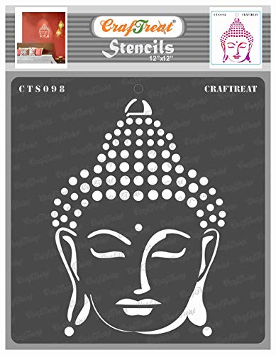 CrafTreat Buddha Stencils for Painting on Wood, Floor, Wall and Tiles - Buddha - 30.5 x 30.5 cm - Reusable DIY Art and Craft Stencils - Wall Decoration Stencils - Buddha Stencil von CrafTreat