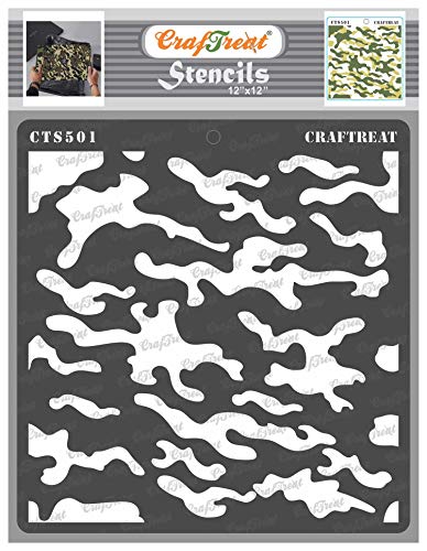 CrafTreat Camouflage Stencils for Furniture Painting - Camouflage Stencil Size: 12 x 12 Inches - Textured Stencils for Crafts Reusable - Texture Pattern Stencil for Camouflage - Camo Stencil von CrafTreat