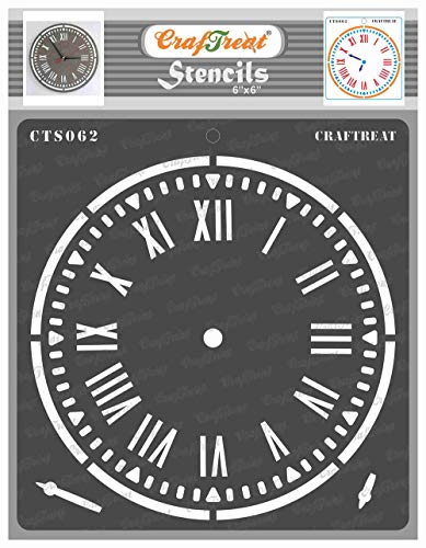 CrafTreat Clock Stencils for Crafts, Reusable, Vintage - Clock Stencil - Size: 15 x 15 cm - Roman Dial Stencil for Painting on Concrete, Canvas, Fabric, Paper, Wood and Wall von CrafTreat