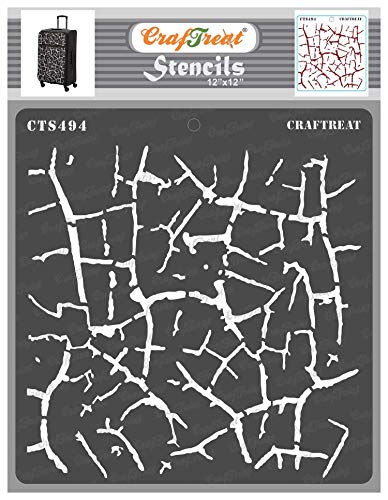 CrafTreat Crackle Pattern Stencils for Painting on Wood, Floor, Wall and Tiles - Crocodile Crackle - 30.5 x 30.5 cm - Reusable DIY Arts and Crafts Stencils Crakles - Texture Templates von CrafTreat