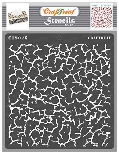 CrafTreat Crackle Stencil for Crafts Reusable Vintage - Crackle - Size: 15 x 15 cm - Crackle Texture Stencil for Furniture Painting - Texture Pattern Stencil for Painting on Concrete, Canvas von CrafTreat