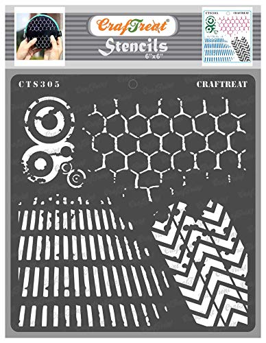 CrafTreat Pattern Stencils, Distressed Pattern II (15 cm x 15 cm), Reusable Stencils for Painting on Wood, Canvas, Paper, Fabric, Floor, Wall and Tiles, DIY Art and Craft Stencils von CrafTreat