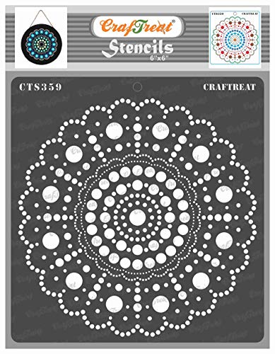 CrafTreat Dot Mandala Stencils for Painting on Wood, Canvas, Paper, Fabric, Floor, Wall and Tile - Round Dot Mandala - 6x6 Inches - Reusable DIY Art and Craft Stencils - Dots Spiral Stencil von CrafTreat