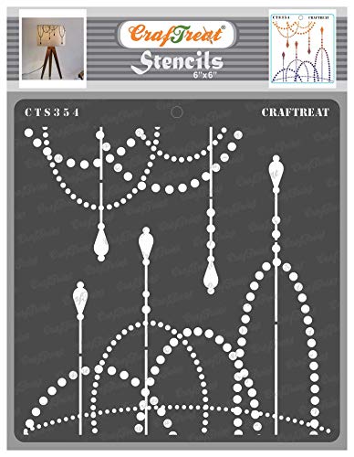 CrafTreat Dot Painting Stencils for Crafts Reusable Vintage - String of Lights - Size: 6X6 Inches - Dotting Stencils for Furniture Painting - Dot Art Stencils for Painting on Fabric, Canvas, Paper von CrafTreat