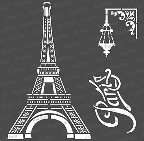 CrafTreat Eiffel Tower Stencils for Painting on Wood, Canvas, Paper, Fabric, Floor, Wall and Tiles, Paris Stencil, 30.5 x cm, Reusable DIY Art Craft Stencils for Home Décor von CrafTreat