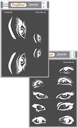 CrafTreat Eye Stencils for Painting on Wood - Beautiful Eyes and Expressing Eyes - 2 Pieces - Size: A4 (8.3 x 11.7 inches) - Eye Stencils for Painting on Canvas - Eye Stencils for Crafts von CrafTreat