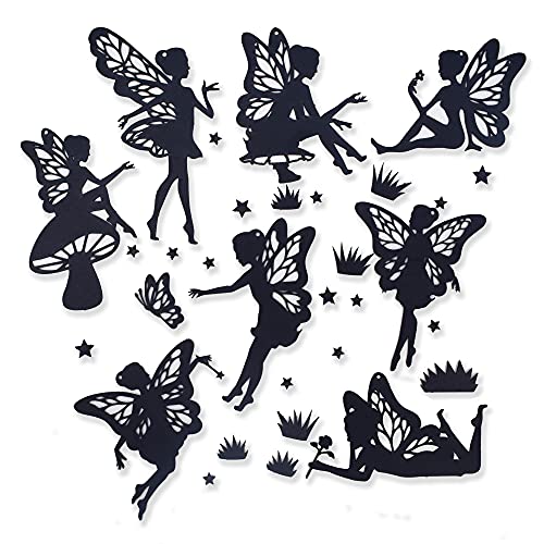 CrafTreat Fairy Laser Cut Chipboard Embellishments for Crafting - Laser Cut Chipboard Fairies (Set of 8) - Size: 15x15 cms - Fairy Silhouette Cutouts - Fairy Cutouts for Crafts von CrafTreat