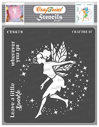 CrafTreat Fairy Stencils for Painting on Wood Reusable - Fairy with Wings - 6X6 Inches - Fairy Wing Stencil for Painting on Canvas - Home Decor Stencils of Fairy von CrafTreat