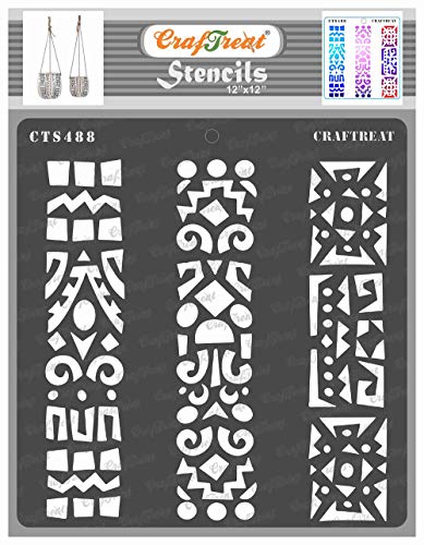 CrafTreat Folk Art Stencils for Painting on Wood, Canvas, Paper, Fabric, Floor, Wall and Tiles - Folkart Borders (30 cm x 30 cm) Reusable DIY Art and Craft Stencils von CrafTreat