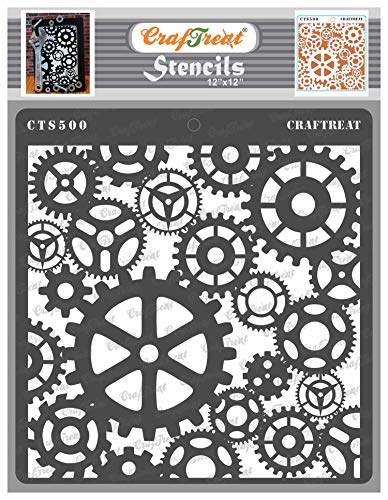 CrafTreat Gear Stencils for Painting on Wood, Canvas, Paper, Fabric, Floor, Wall and Tile - Gears - 12 x 12 Inches - Reusable DIY Art and Craft Stencils - Clock Gear Stencil CrafTreat Gear Stencils for Painting on Wood, Canvas, Paper, Fabric, Floor, Wall and Tile - Gears - 12 x 12 Inches - Reusable DIY Art and Craft Stencils - Clock Gear Stencil von CrafTreat
