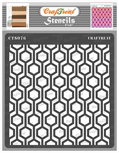 CrafTreat Geometric Stencils for Painting on Wood, Wall, Tile, Canvas, Paper, Fabric and Floor - Connected Hexagon Stencil - Size: 15 x 15 cm - Reusable DIY Art and Craft Stencils von CrafTreat