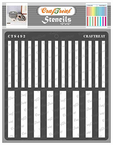 CrafTreat Geometric Stencils for Painting on Wood, Wall, Tile, Canvas, Paper, Fabric and Floor - Strip Stencil 12 x Inch Reusable DIY Art Craft Stencils Striped Stencil von CrafTreat