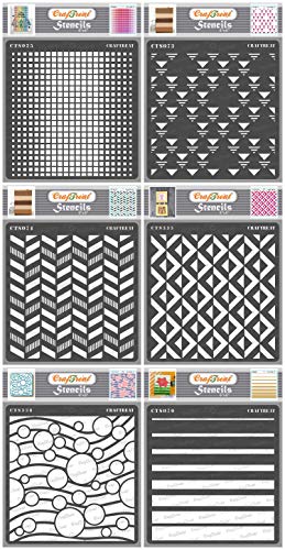 CrafTreat Geometric Stencils for Painting on Wood, Wall, Tiles, Canvas, Paper, Fabric and Floor - Designs Bundle 6 Pieces Each 6 x Inch Reusable DIY Art Craft Set von CrafTreat