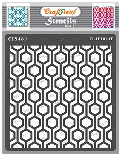 CrafTreat Geometric Wall Stencils for Painting on Wood, Wall, Tile, Canvas, Paper, Fabric and Floor - Connected Hexagon Stencil - 12 x 12 Inches - Reusable DIY Art and Craft Stencils von CrafTreat