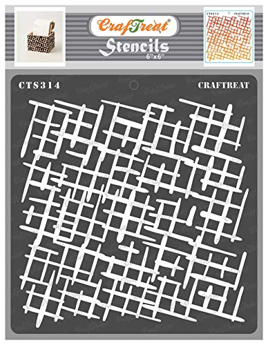 CrafTreat Grid Stencils for Painting on Wood, Canvas, Paper, Fabric, Floor, Wall and Tile - Smashed Grid - 6 x 6 Inches - Reusable DIY Art and Craft Stencils - Art Pattern Stencils von CrafTreat