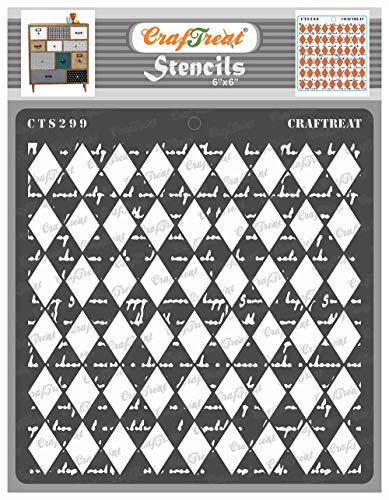 CrafTreat Harlequin Stencils for Painting on Wood, Canvas, Paper, Fabric, Floor, Wall and Tile - Harlequin Script - 6x6 Inches - Reusable DIY Art and Craft Stencils - Large Harlequin Stencil von CrafTreat
