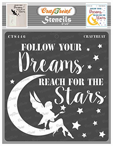 CrafTreat Home Decor Stencils for Painting on Wood, Canvas, Paper, Fabric, Wall and Tiles - Reach for the Stars 6" x Reusable DIY Art Craft Moon Stars von CrafTreat