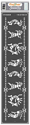 CrafTreat wiederverwendbare Kokopelli-Schablone zum Bemalen von Holz – Kokopelli-Rand – 7,6 x 30,5 cm – Randschablonen für Möbelmalerei – Kokopelli-Randschablonen zum Malen auf Bodenfliesen von CrafTreat