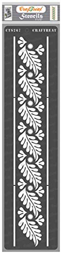 CrafTreat Leaf Border Stencils for Painting on Wood, Canvas, Paper, Fabric, Floor, Wall and Tile - Border 11-3 x 12 Inches - Reusable DIY Art and Craft Stencils - Flourish Border Stencil von CrafTreat
