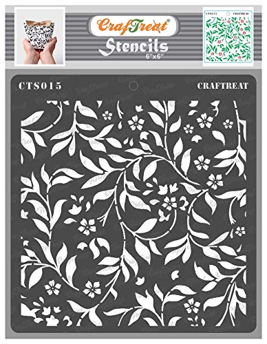 CrafTreat Leaf Stencils for Crafts Reusable - Flourish Background Stencil - Size: 15 x 15 cm - Leaf and Flower Stencils for Furniture Painting - Leaf Stencils for Crafting - Fern Leaf Stencil CrafTreat Leaf Stencils for Crafts Reusable - Flourish Background Stencil - Size: 15 x 15 cm - Leaf and Flower Stencils for Furniture Painting - Leaf Stencils for Crafting - Fern Leaf Stencil von CrafTreat