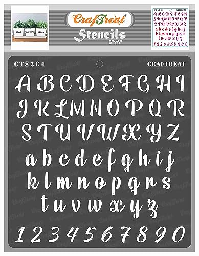 CrafTreat Letter and Number Stencils for Painting - Chalk Caps Alpha Stencil Size: 15 x 15 cm - Alphabet Stencils for Crafts Reusable - Alphabet Stencils Upper and Lower Case von CrafTreat