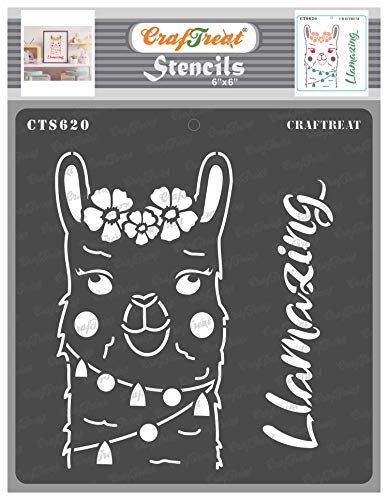 CrafTreat Llama Stencils for Painting on Wooden Llama Zing Home Decor Stencil (15 cm x 15 cm) cmDecorative Animal Stencils for Painting Llama Art Llama Home Decor Animals Stencils DIY Arts and Crafts von CrafTreat