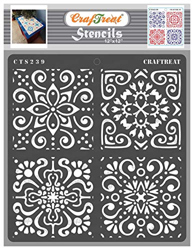 CrafTreat Moroccan Stencils for Painting on Wood, Wall, Tile, Canvas, Paper and Floor - Moroccan Tiles Stencil - 12x12 Inches - Reusable DIY Art and Craft Stencils von CrafTreat