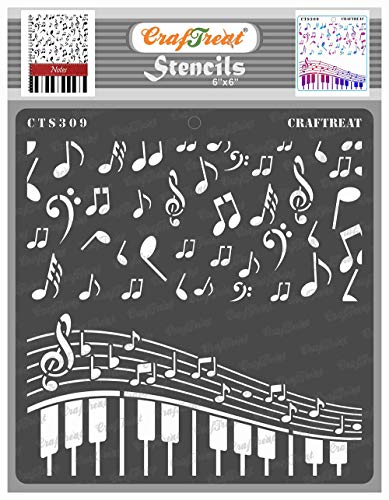 CrafTreat Music Stencils for Painting on Wood, Canvas, Paper, Fabric, Floor, Wall and Tile - Musical Stencil - Size: 15 x 15 cm - Reusable DIY Art and Craft Stencils - Music Stencil Templates von CrafTreat