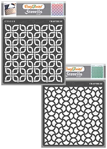 CrafTreat Pattern Stencils for Crafts Reusable Vintage - Linked Chains and Intertwined (2 pcs) - size: 6X6 Inches - Moroccan Stencils for Furniture Painting - Geometric Art Stencil for Painting von CrafTreat