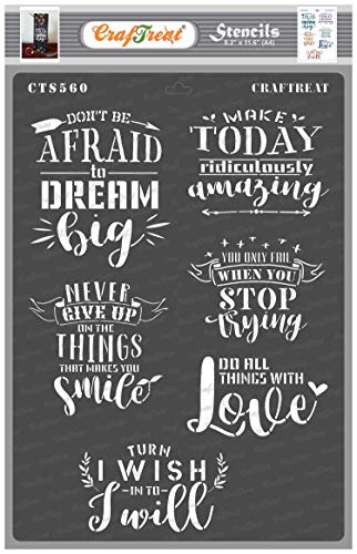CrafTreat Quote Stencils for Crafts Reusable Vintage - Determination - Size: A4 - Motivational Stencil for Furniture Painting - Positive Quotes Stencils for Painting on Concrete, Canvas von CrafTreat