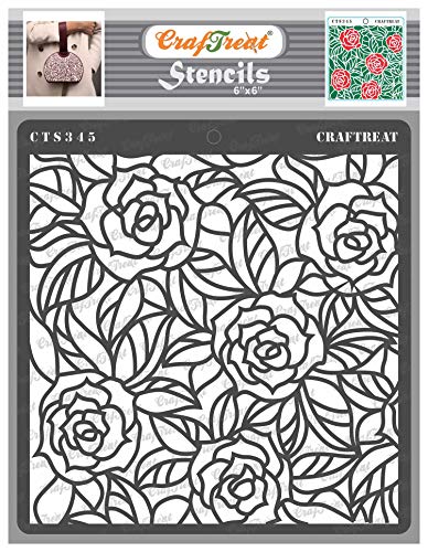 CrafTreat Rose Flower Stencils for Painting on Wood, Canvas, Paper, Fabric, Floor, Wall and Tile -Rose with Leaf Background - 6x6 Inches - Reusable DIY Art and Craft Stencils for Painting Flowers CrafTreat Rose Flower Stencils for Painting on Wood, Canvas, Paper, Fabric, Floor, Wall and Tile -Rose with Leaf Background - 6x6 Inches - Reusable DIY Art and Craft Stencils for Painting Flowers von CrafTreat