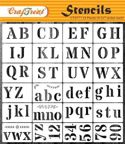 CrafTreat Schablonen - Calligraphy Bold Font (24 Pieces) (4.5 x 7 cm) Stencils for Painting on Wood, Wall, Tiles, Canvas, Paper, Fabric and Floor Stencil, Reusable DIY Craft Stencils von CrafTreat