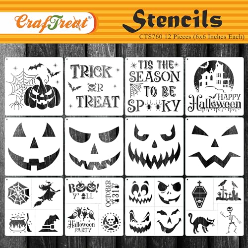 CrafTreat Stencil - Halloween (12 pcs) 6x6, CTS760 von CrafTreat