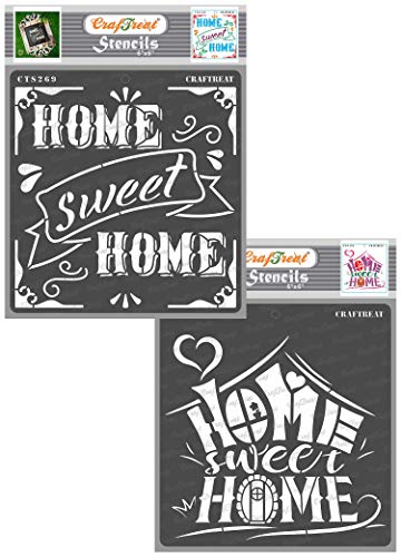CrafTreat Stencils Home Sweet Home I and II Stencils Words (15 cm x 15 cm) (Pack of 2) Reusable Stencils for Painting on Wood, Canvas, Paper, Fabric, Floor, Wall and Tiles von CrafTreat