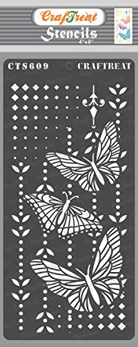 CrafTreat Stencils for Painting on Wood, Canvas, Paper, Fabric, Floor, Wall and Tile - Dots and Damask - 4x8 Inches - Reusable DIY Art and Craft Stencils - Butterfly Stencils for Painting on Wood von CrafTreat